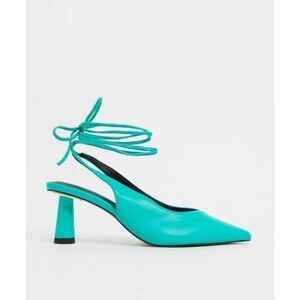 Susie tie leg midi heels in green